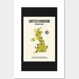 United Kingdom National Parks Map Posters and Art